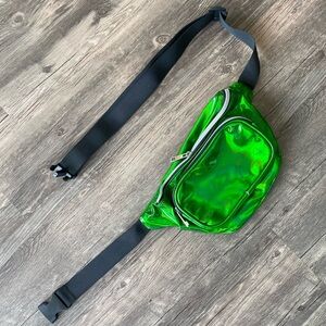 Green chrome belt bag / waist bag / Fanny pack